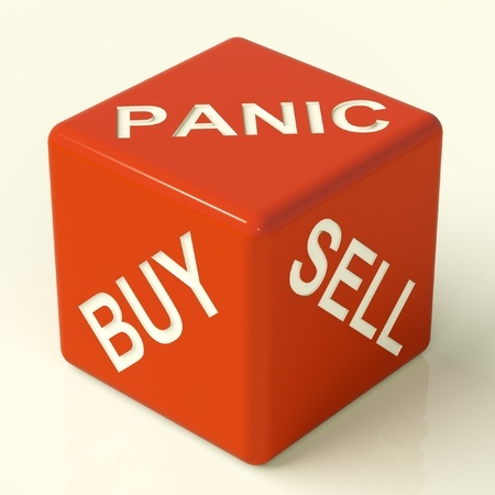 Marketing correction: Panic, Buy, Sell dice